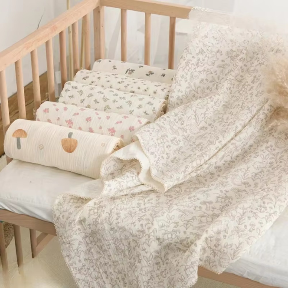 Muslin Swaddle Wrap - Miękki, kwiecisty kocyk muślinowy dla niemowląt,